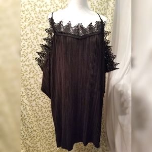 Boston Proper cami ribbed black lace dress